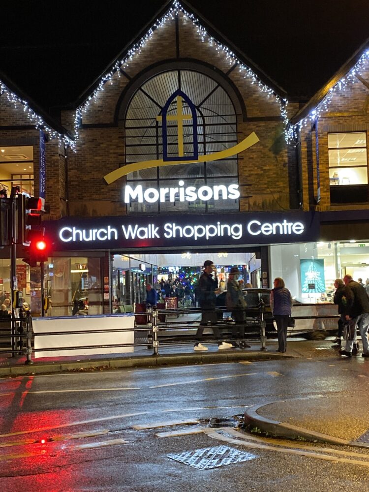 Church Walk shopping centre at Christmas
