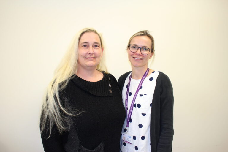 Sarah Parker (left) with Jennifer Godber, occupational therapist at First Community Health and Care.