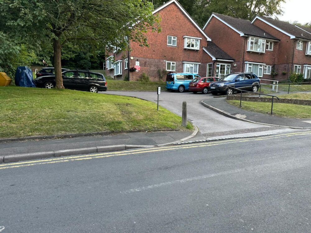 The car park at the sheltered housing on Stafford Road, Caterham