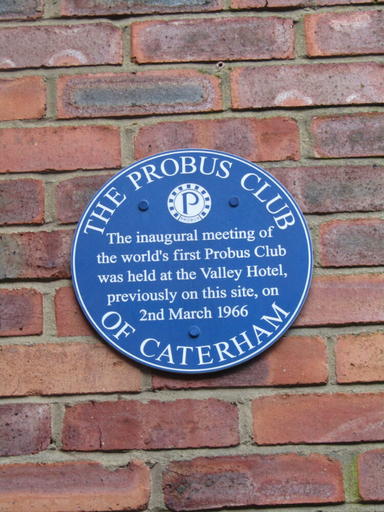 A blue plaque marking the spot of the first Probus Club meeting
